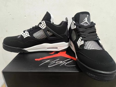 Men US Size Retro air4 ''Black Canvas'' jordan4 Mid Top Sports Sneakers