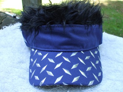 For Bald Men - FLAIRHAIR VISOR BANDANA NAVY BLUE - HAIR is BLACK