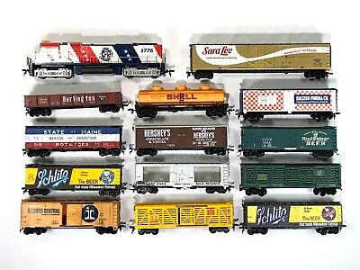 MODEL TRAIN HO Scale Mixed Lot of 13 Rolling Stock Cars + Diesel Engine NO BOXES