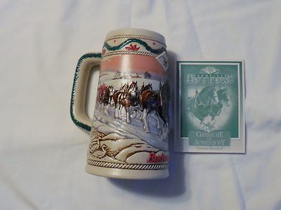 1996 Budweiser Holiday Stein featuring The Clydesdales. American Homestead   MIB