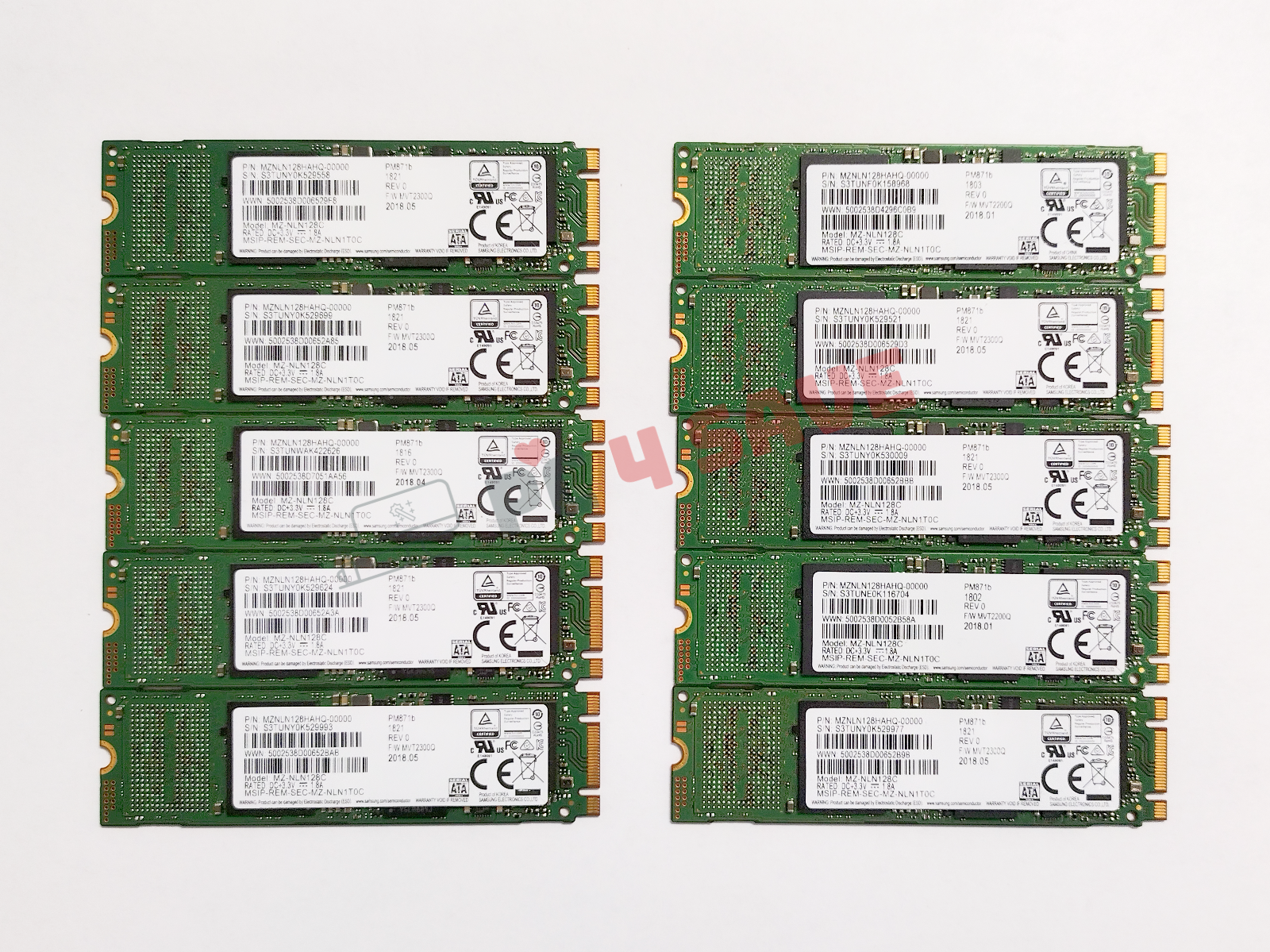 Lots of 10 - Samsung 128GB SSD M.2 SATA 2280mm PM871b MZ Lots of 10 - Samsung 128GB SSD M.2 SATA 2280mm PM871b MZ