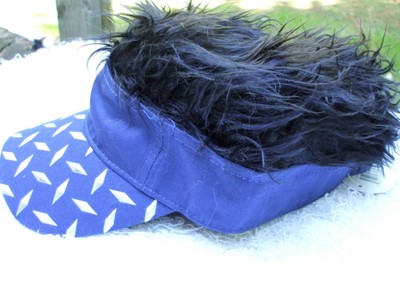 For Bald Men - FLAIRHAIR VISOR BANDANA NAVY BLUE - HAIR is BLACK