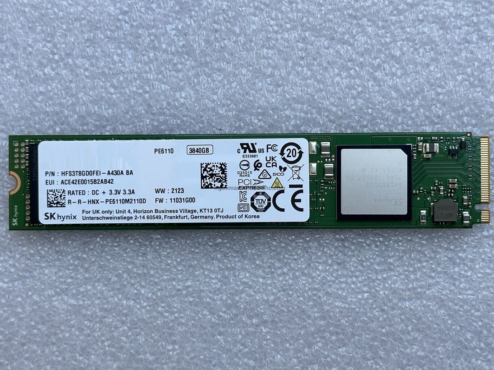 New SK Hynix HFS3T8GD0FEI-A430A 3840GB 110mm NVMe PCIe 3.0 New SK Hynix HFS3T8GD0FEI-A430A 3840GB 110mm NVMe PCIe 3.0