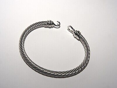 David Yurman Sterling Silver 925 5mm Cable Buckle Cuff Bracelet Small