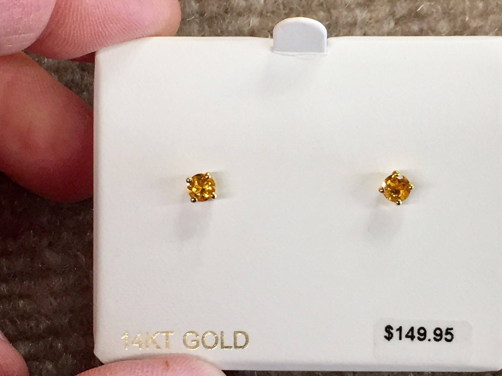 Citrine 14k yellow gold stud earrings 0.46 carats