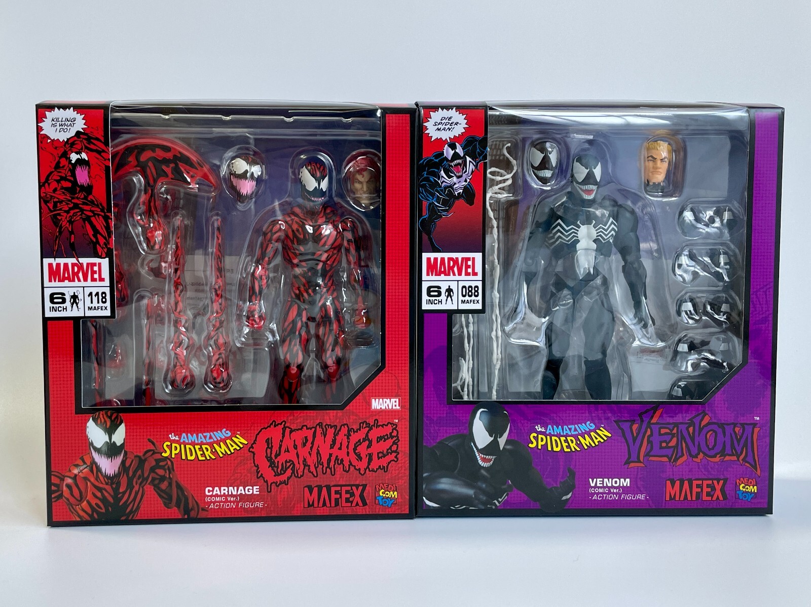 MAFEX No. 088 Venom (Comic Ver.) & No.118 Carnage (Comic Ver MAFEX No. 088 Venom (Comic Ver.) & No.118 Carnage (Comic Ver