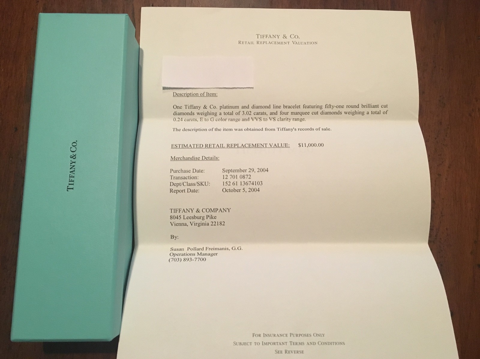 Tiffany & Co. Platinum and diamond line/tennis bracelet 3.26 carats