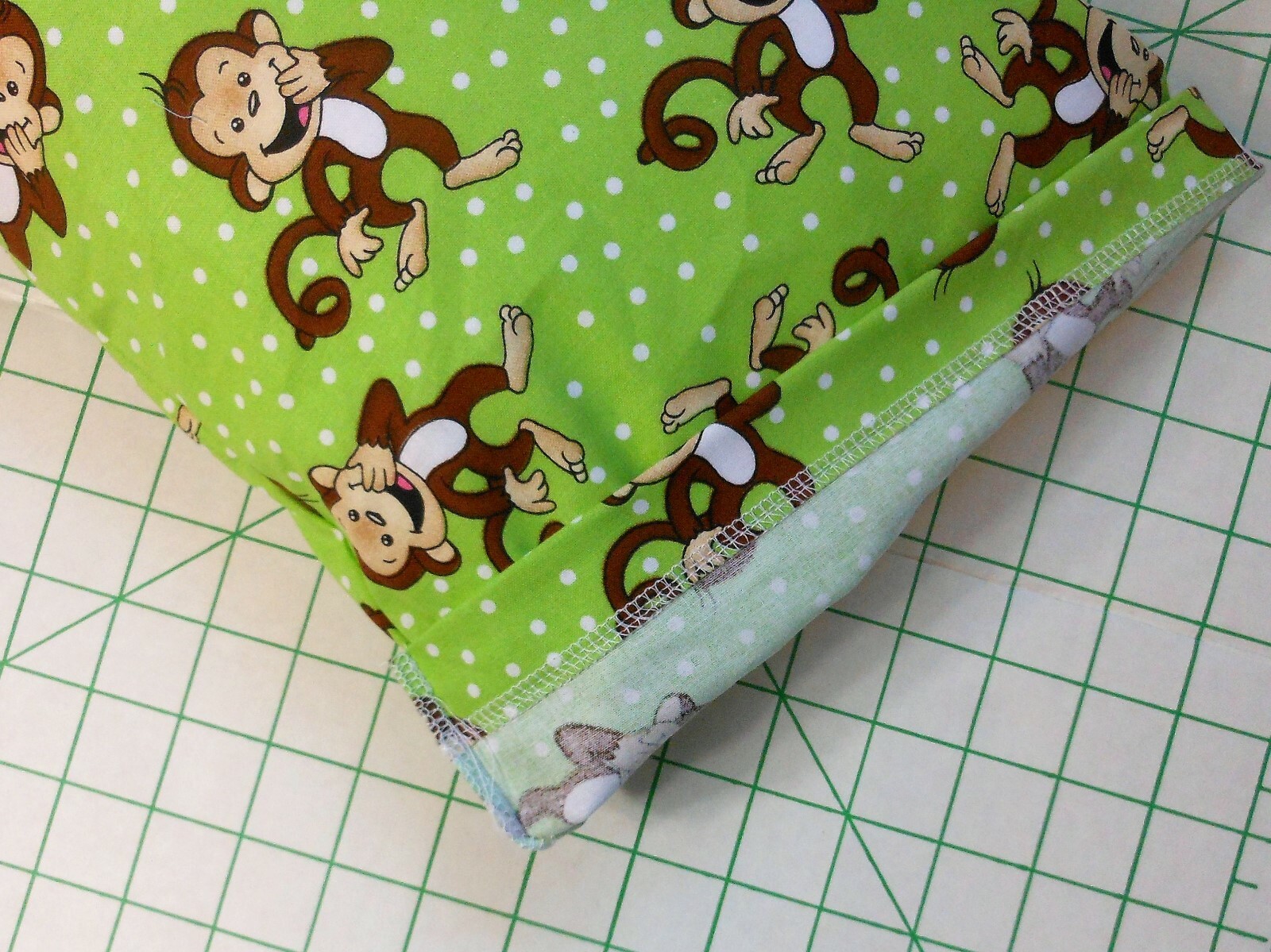 Laughing MONKEYS on green - small Pillow Case & 1 WHITE Travel Pillow