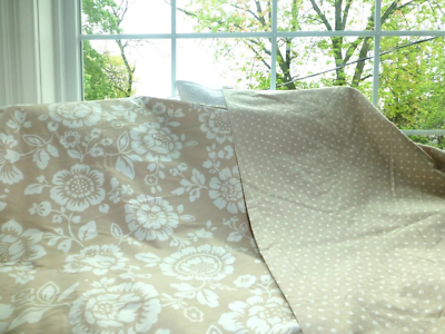 THE COMPANY STORE Birds Floral White Flannel Knit Full Queen Twin DUVET COVER