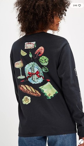 Free People Dm Dinner Party Graphic Long-Sleeve Tee T Shirt Top 12