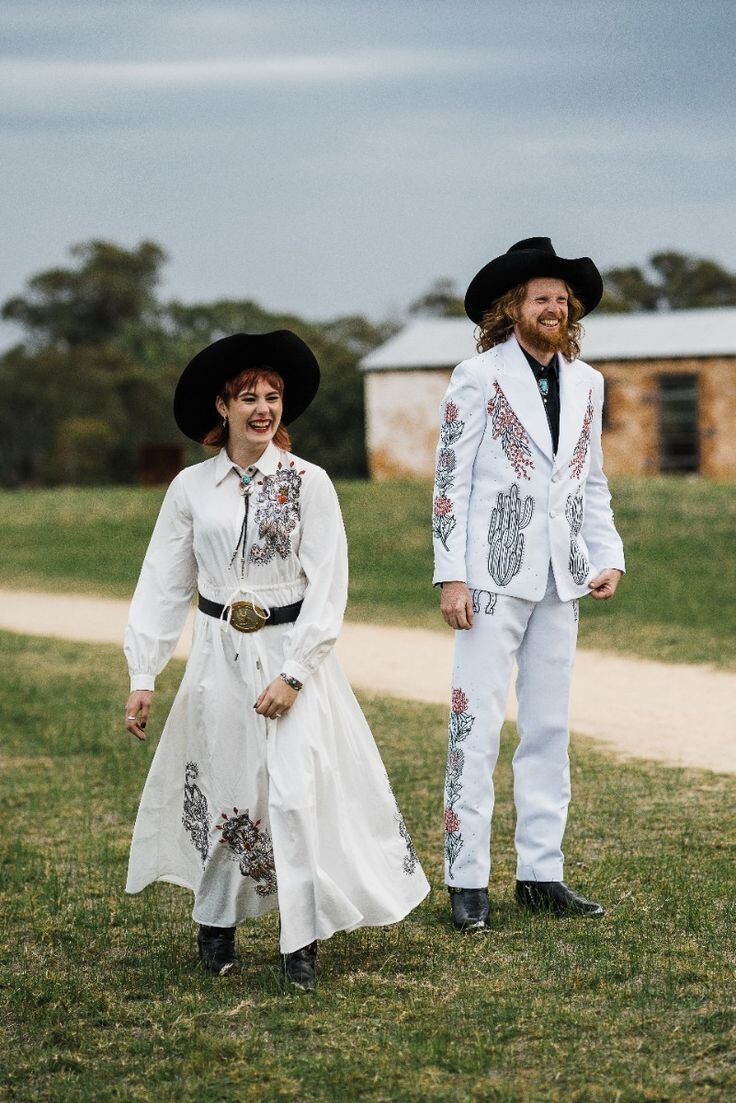 Pre-owned Art Men's Custom Made 2pc White Wedding Suit Cotton Western Floral Embroidered Suit