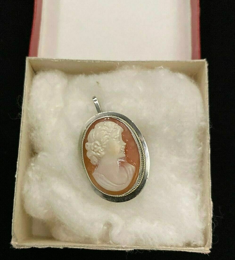 VINTAGE GIOVANNI APA Italy Cameo Pin Broach 925 Sterling