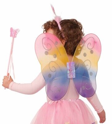 Fantasy Dress Up Fairy Butterfly Wings Wand Headband Kit Girls Costume Accessory