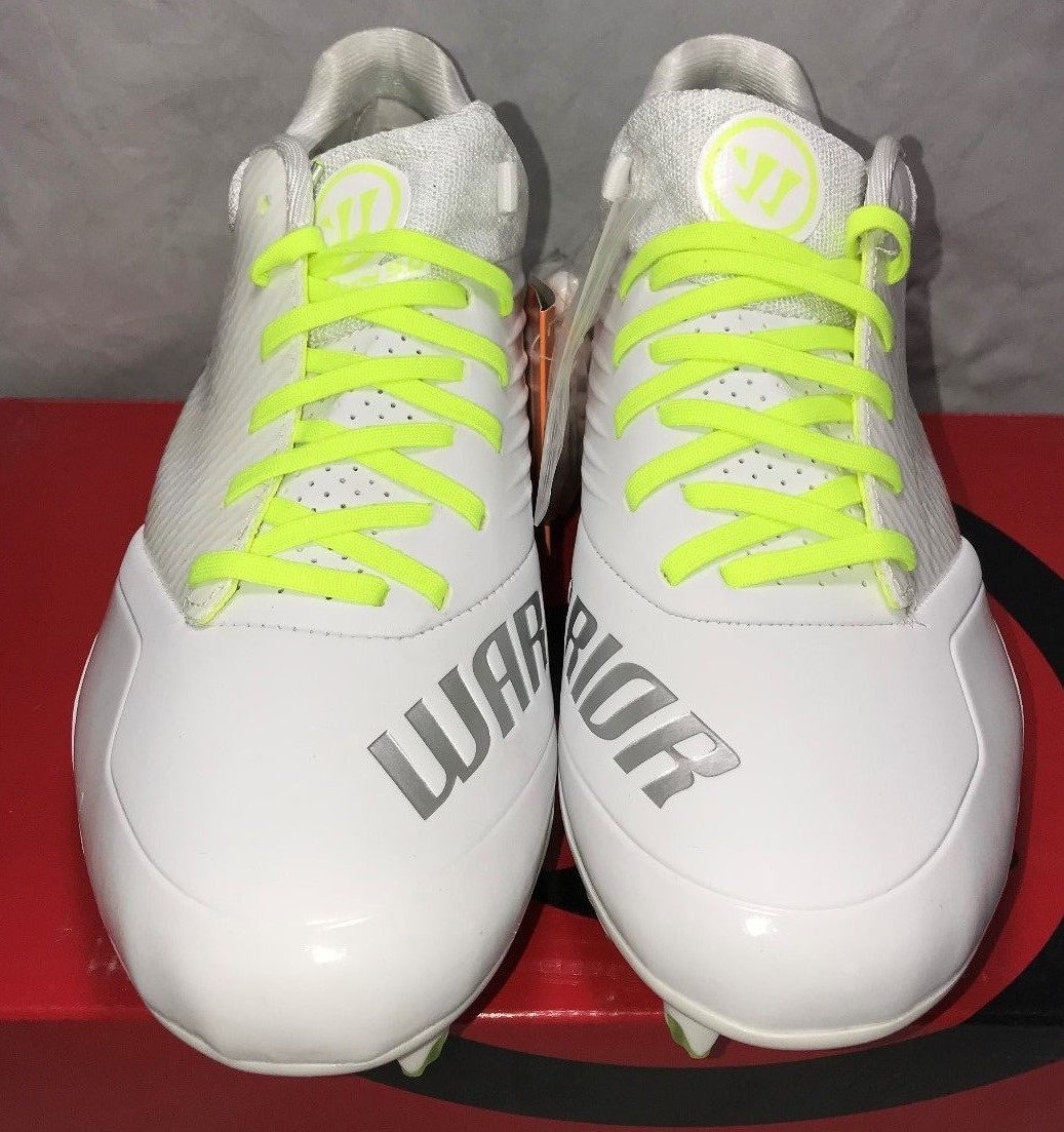 Warrior Mens Size 10 Burn 9.0 Lacrosse Lax Cleats White Volt Low New