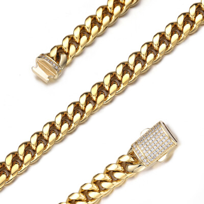 【60cm】【10mm】【18K刻印あり】【Miami Cuban】 10mm Miami Cuban Link Chain Necklace Stainless Steel 18K