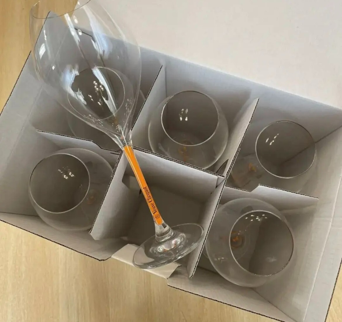 Set of 6 Veuve Cliquot Clicquot Orange Glasses champagne Glasses Flutes Cup