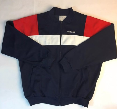 VTG Adidas Men's XL or L Zipper Track Jacket Red White Blue Old