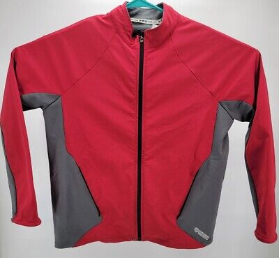 Pearl Izumi Jacket Size L Gray Red Zip Elite Series Cycling Softshell Full Zip