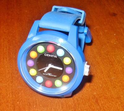 Geneva RW72 Watch Blue Colorful Face Water Resistant NWOT Watch Rubber Band