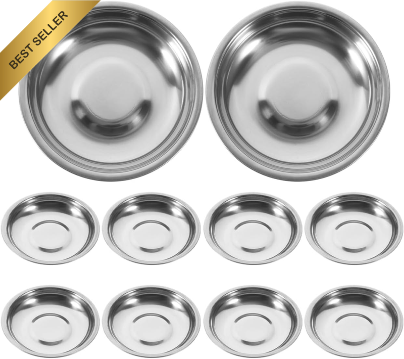10Pcs Stainless Sauce Dish Small Stainless Steel Tray Appetizer Serving Plates S