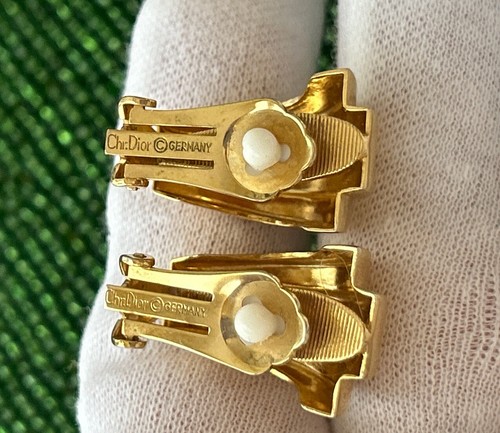 Vtg.Authentic Sign Christian Dior Germany Clip-on Earrings