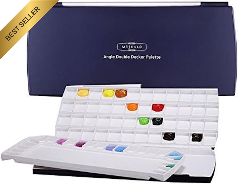 Mijello Watercolour Palette MWP-1772 Airtight Double Decker 72 Wells 370X180X30M