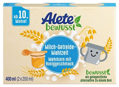 Babykost Alete Milch Getreide Mahlzeit Mehrkorn Honiggeschmack 10x400ml MHD10/21