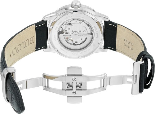 Pre-owned Bulova Men's Classic Sutton 4-hand Automatic Watch, Black Strap/black Dial