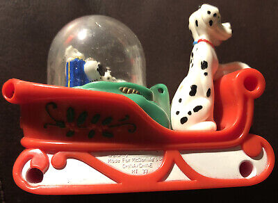 McDonald's 101 DALMATIONS DOG SLEDDING Snow Globe Dome Christmas Toy With Box