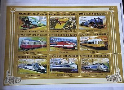 1998 Madagascar Trains  Commemorative Stamp Sheet MNH
