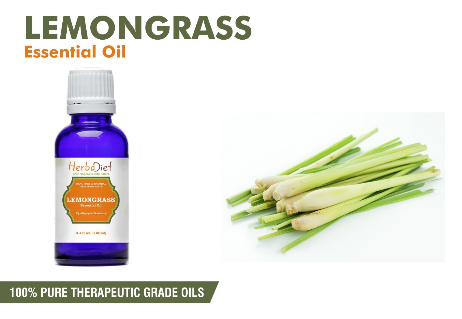 Lemongrass Essential Oil 100 Pure Natural Aromatherapy Therapeutic