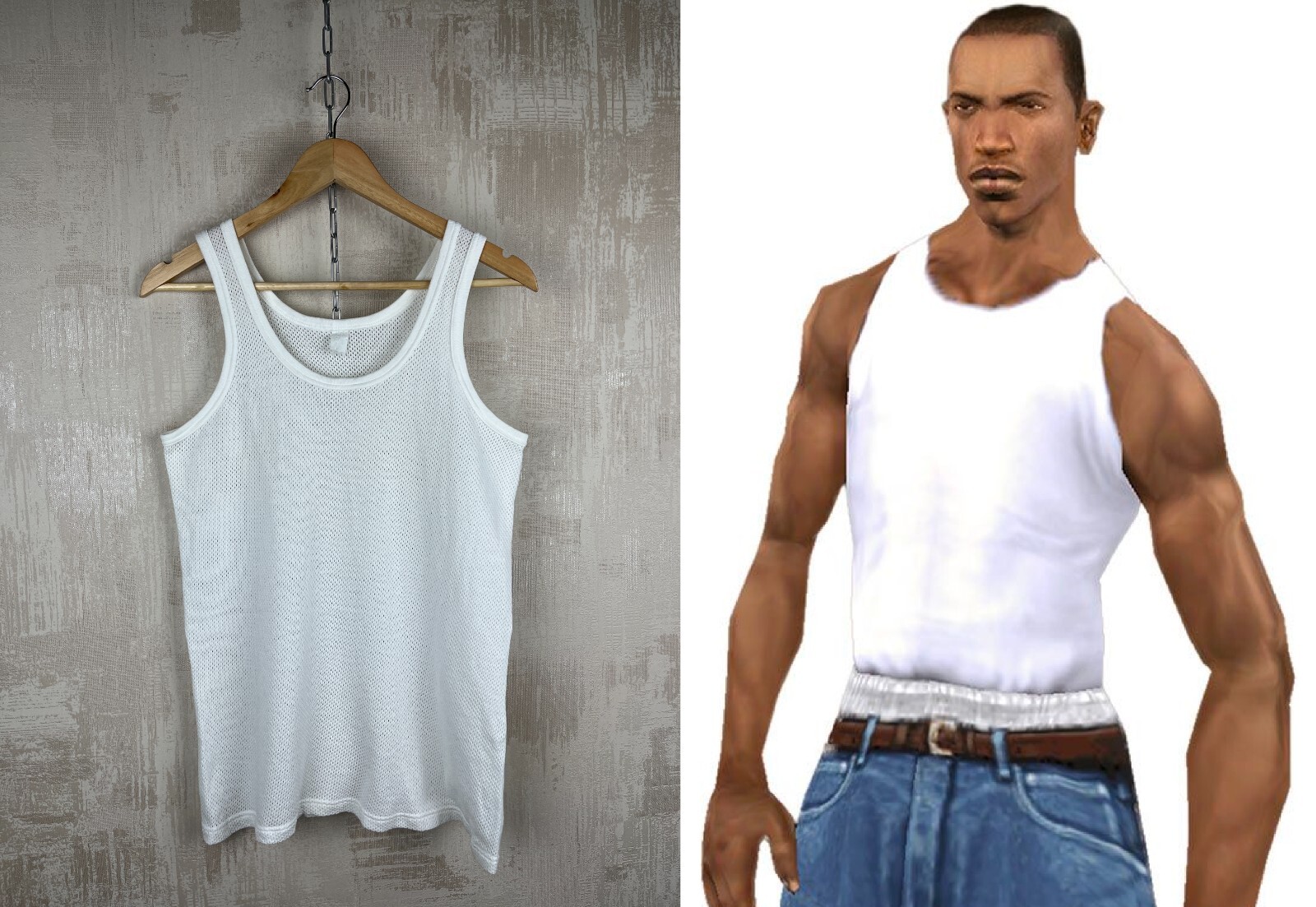 Vintage White Tank Top GTA Guy Style Men's Size M/L | eBay