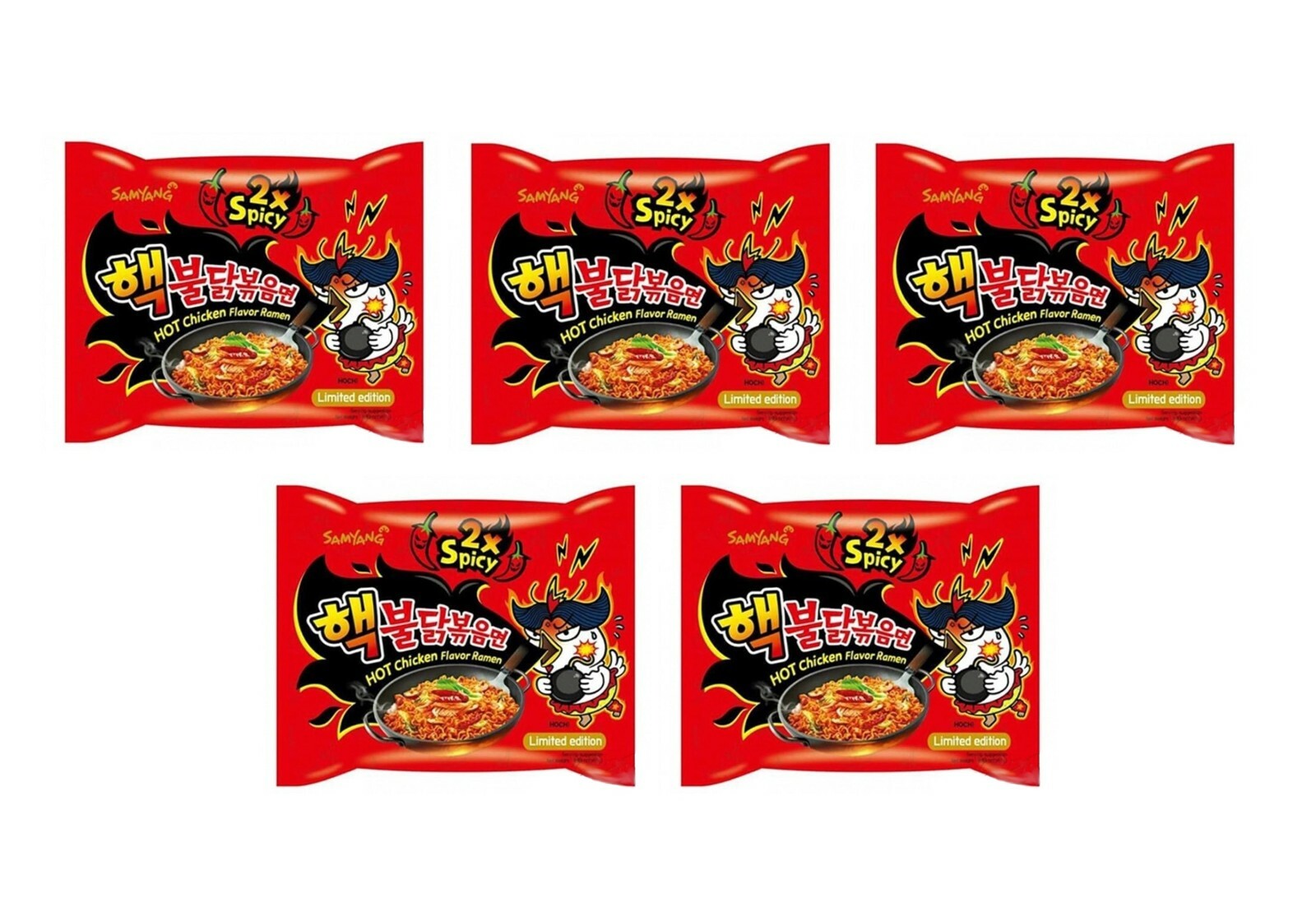 Samyang Hot Chicken 5 x 140g Instant Nudeln Ramen Sehr Scharf Ramennudeln ROT