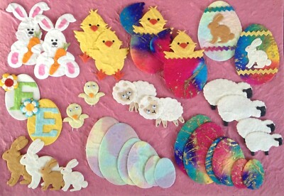 34 Lot Easter mulberry paper assortment bunnies eggs chicks sheep lambs bunny