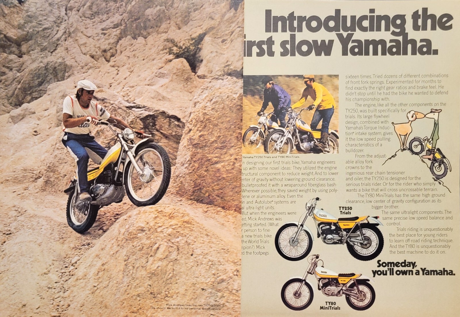 1973 page Yamaha TY250 TY80 Motorcycle Trials Bike Ad