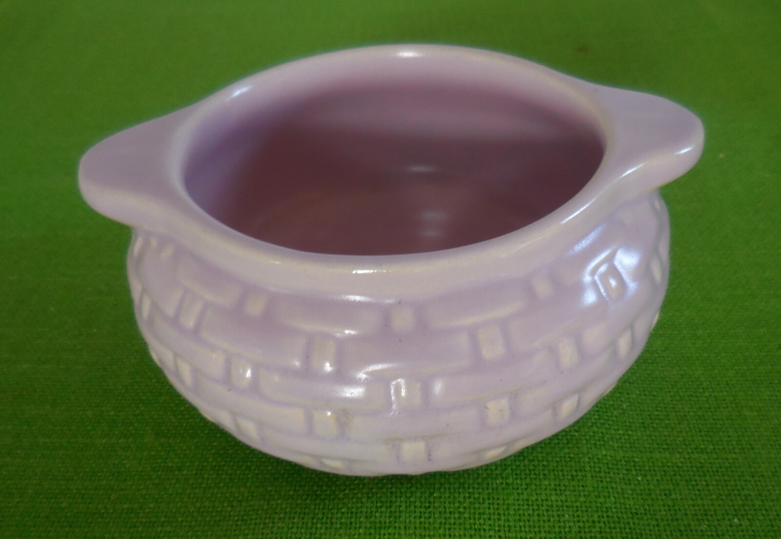 Vintage Weller Pottery Pink Lavender Pierre Set Creamer Sugar Basket Weave