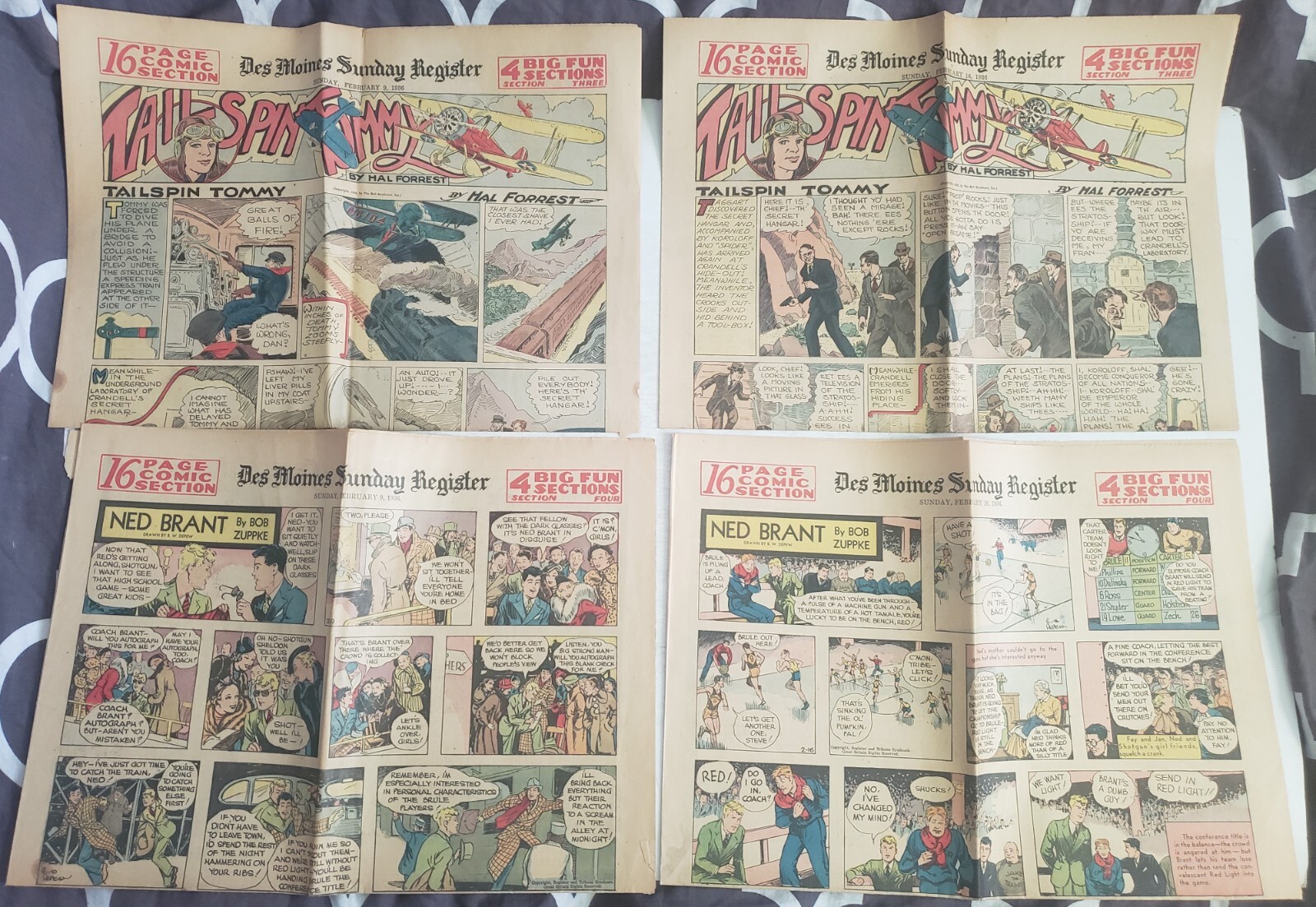 LIFEマガジン 1960年代　3冊セット Lot 27 1936 4 Page Comic Sections Des Moines Sunday Register