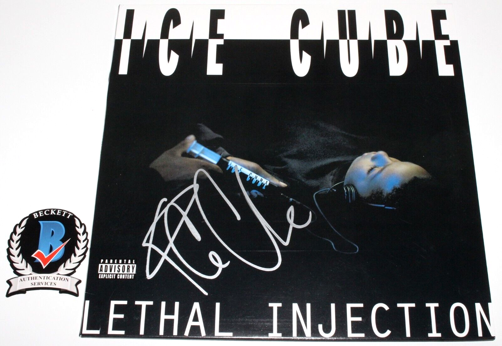 ICE CUBE SIGNED 'LETHAL INJECTION' ALBUM VINYL RECORD LP RAP