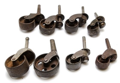 Lo of 8 Antique Vintage Metal Swivel Wheel Furniture Caster