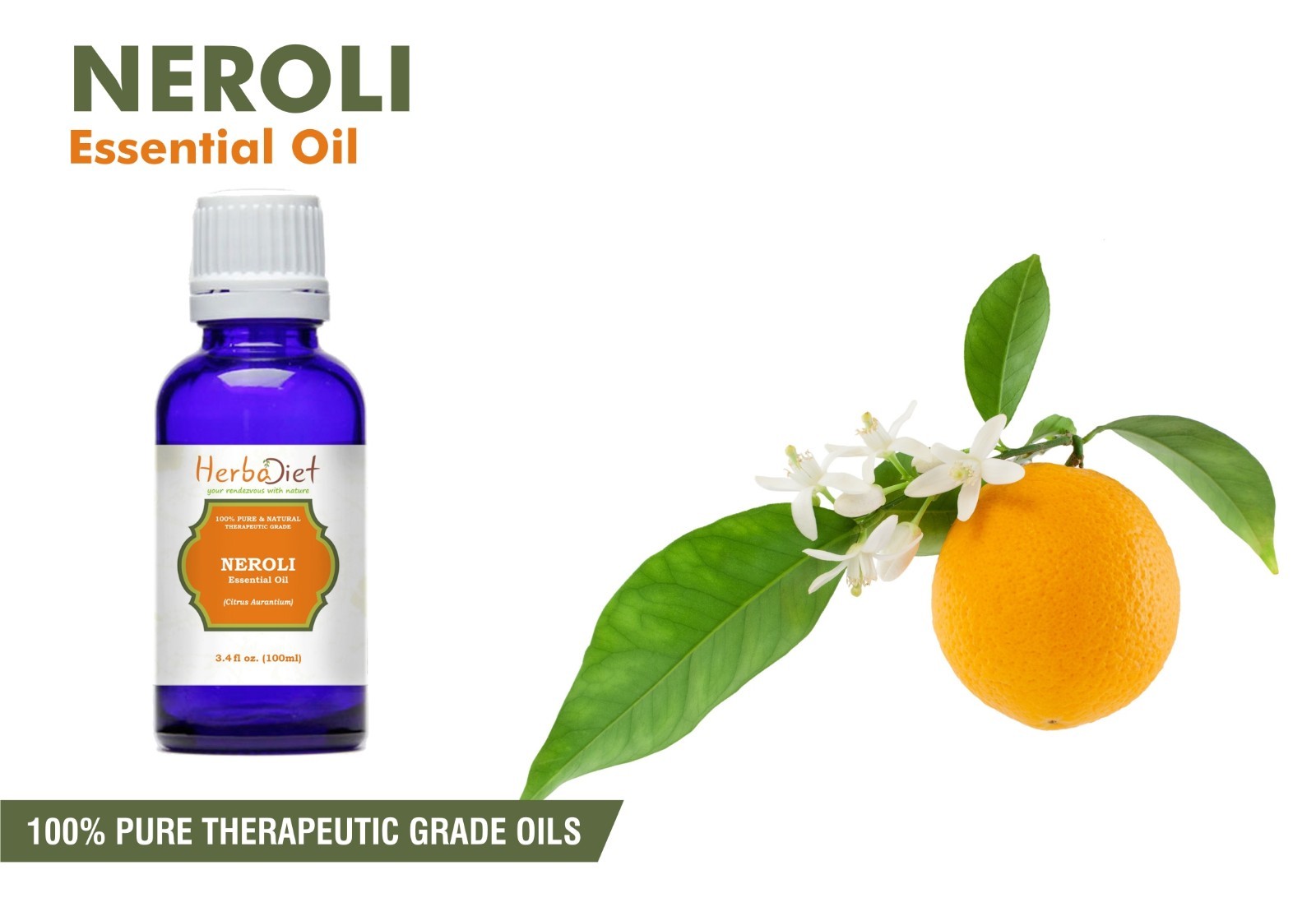 Neroli Essential Oil 100% Pure Natural Aromatherapy Oils Therapeutic Grade - Picture 7 of 10