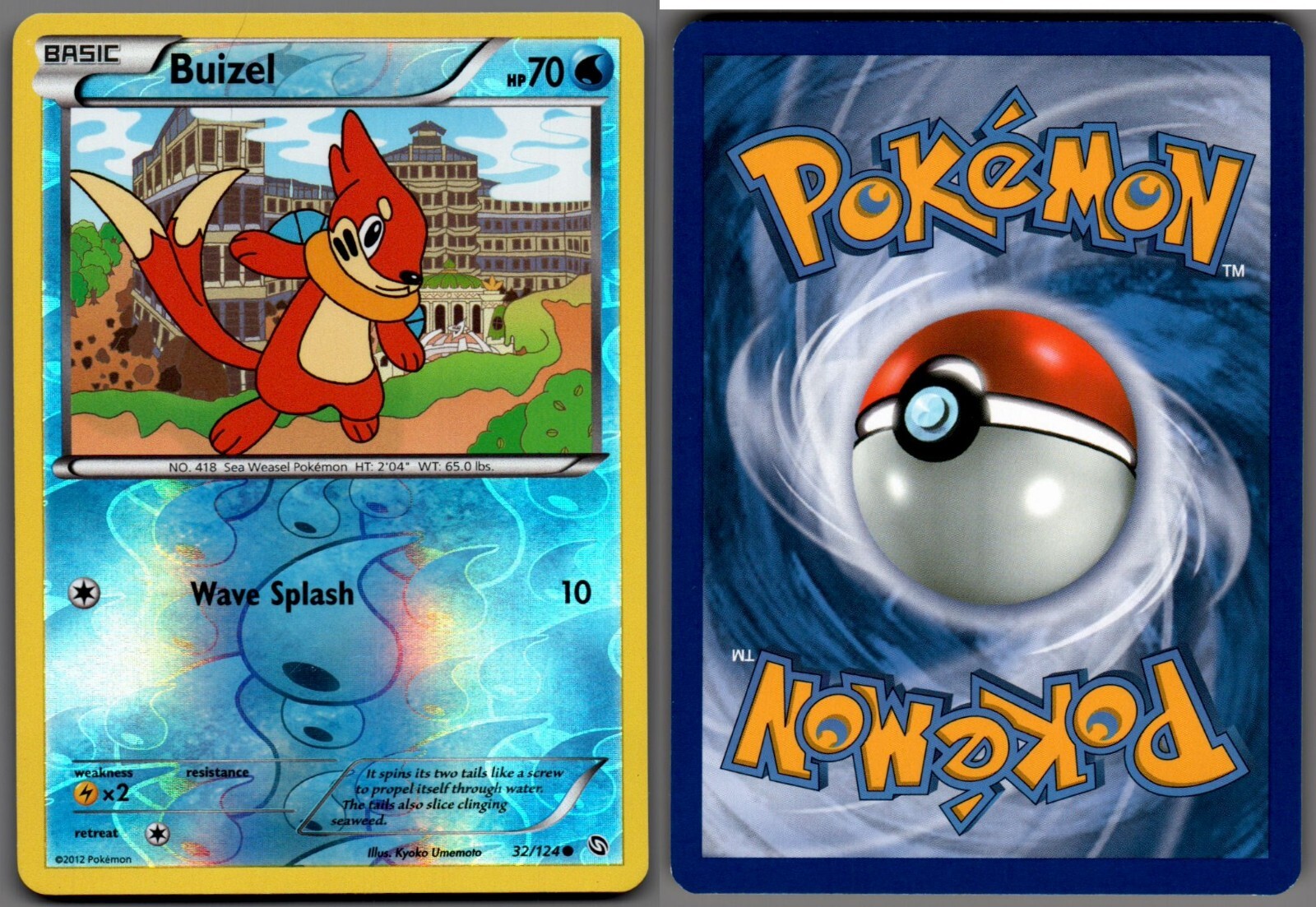 2012 Pokemon, B&W Dragons Exalted, #32/124 Buizel, Reverse
