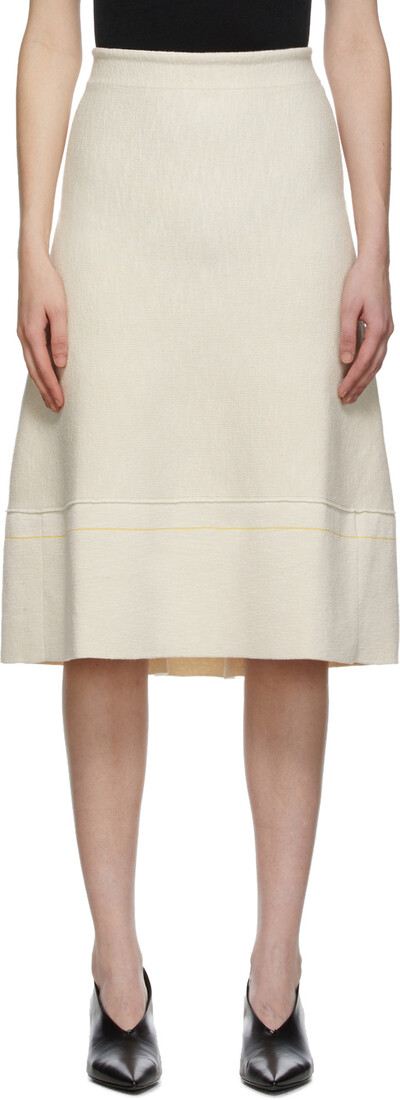 Pre-owned Victoria Beckham High-rise Flared Knitted Midi Skirt Size Xs S In Beige