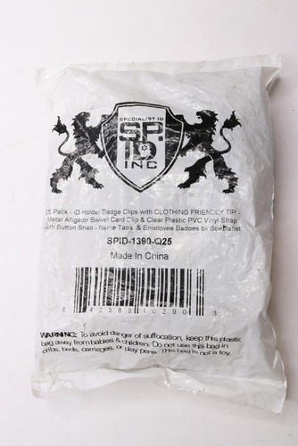 25 Pack - ID  Badge Holders Clips With CLOTHING FRIENDLY TIP SPID1390