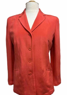 Via Seta 100% Silk Coral Color Blazer Size 8 NWT
