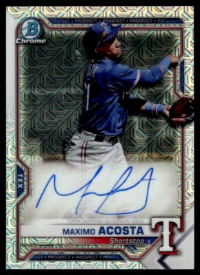 2021 Bowman Chrome Prospect Autographs Mojo Refractor Maximo Acosta Auto Texas