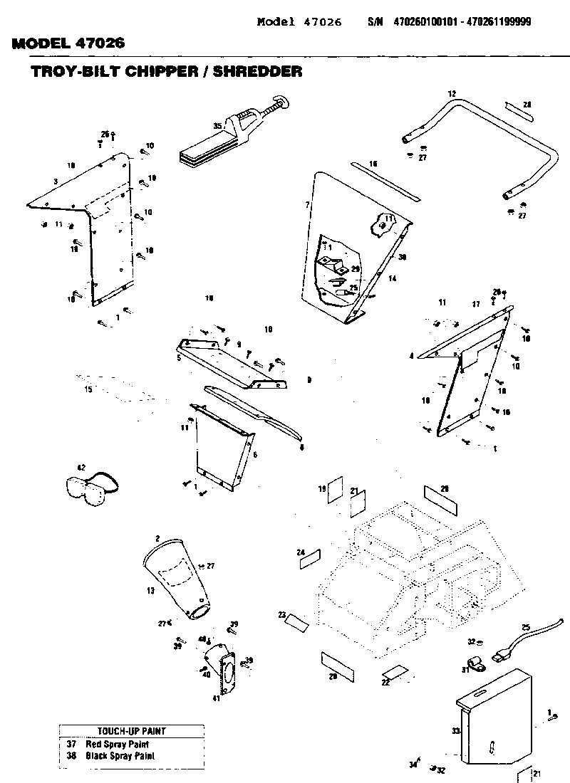 TROY BILT CHIPPER 47026 CHIPPER INTAKE  CHUTE 1770363010 #41 NOS NEW OLD STOCK