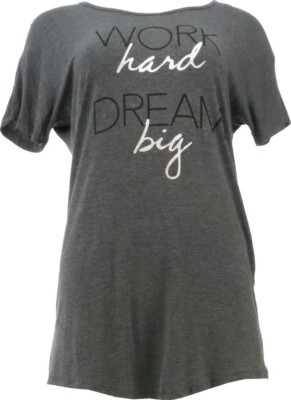 Danskin Work Hard Dream Big Sleepshirt Gray L NEW (177)