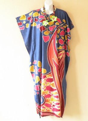 K90 Blue Batik Women Kaftan Caftan Hippy Tunic Abaya Boho...