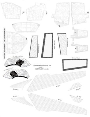 Shuttle Orbiter Early-Era White Tile Decal Sets in 1/144, 1/100 and 1/72 scales