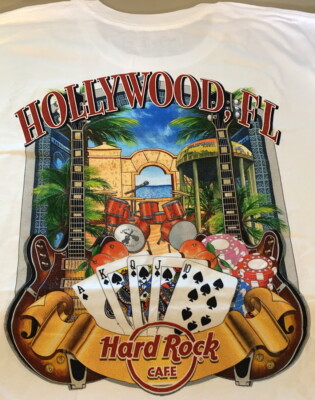Hard Rock Cafe HOLLYWOOD 2017 City Tee White T-SHIRT XL